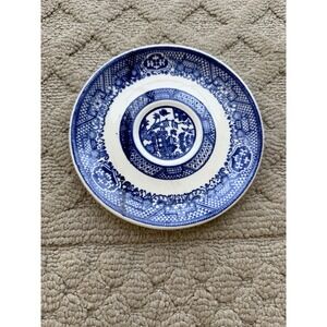 WILLOW WARE Blue Willow Plate Unmarked Japanese Double Phoenix Over Village